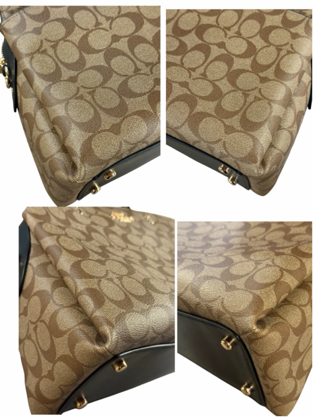 Coach Lillie Carryall Tan Black Signature Leather Gold Hardware - Picture 5 of 15